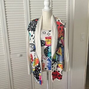 VINTAGE SAINT GERMAIN PARIS 1980's VIBRANT  ABSTRACT PRINT TOP and JACKET size L